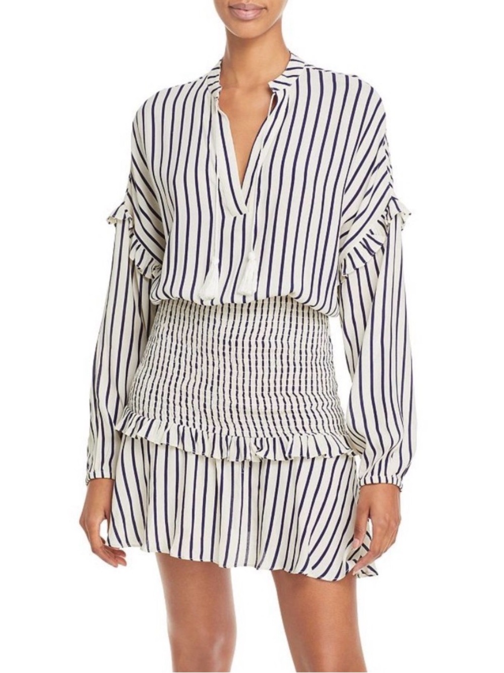 Aqua Striped Smocked Mini Dress